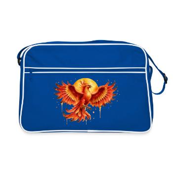 Feuerphönix Aquarell - Retro Tasche - Blau/Weiß - Vorne
