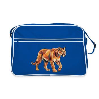 Poly Stil Löwin - Retro Tasche - Blau/Weiß - Vorne