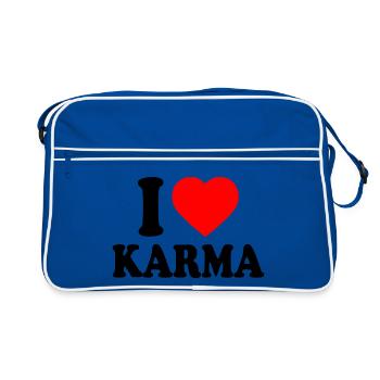 I love karma - Retro Tasche - Blau/Weiß - Vorne