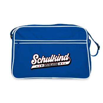 Schulkind Erstklassig | Farben änderbar - Retro Tasche - Blau/Weiß - Vorne