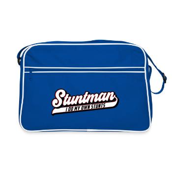 Stuntman I Do My Own Stunts | Farben änderbar - Retro Tasche - Blau/Weiß - Vorne
