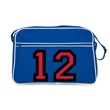 The number 12 - number twelve - Retro Bag - blue/white - Front