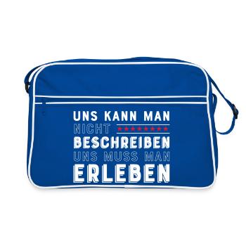 Freunde für immer - Retro Tasche - Blau/Weiß - Vorne