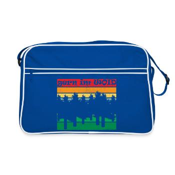 gern im Woid - gerne im Wald, Natur, Dialekt - Retro Tasche - Blau/Weiß - Vorne