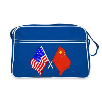 Drapeau des États-Unis et drapeau de la Chine - Sac Retro - bleu/blanc - Devant