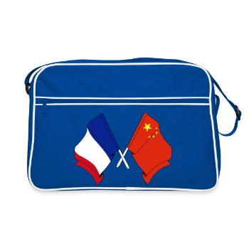 Drapeau de la France et drapeau de la Chine - Sac Retro - bleu/blanc - Devant