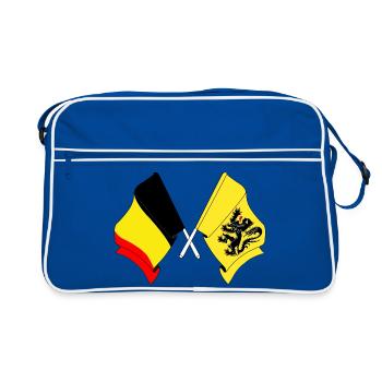 Drapeau de la Belgique et drapeau de la Flandre - Sac Retro - bleu/blanc - Devant