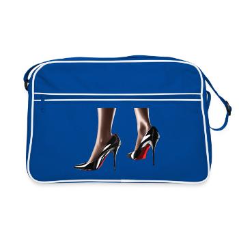 Talons hauts élégants avec une finition brillante - Sac Retro - bleu/blanc - Devant