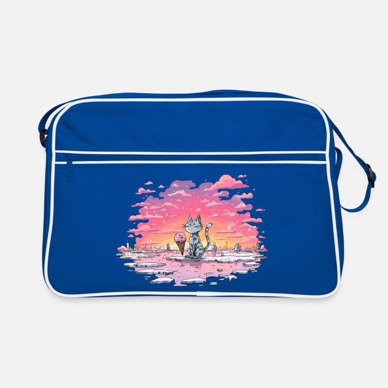 Katze mit Eis am Abendsee Retro Bag
