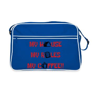 Ma maison, mes règles, mon café - Sac Retro - bleu/blanc - Devant