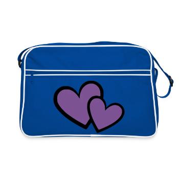 2 Cœur violet Cœur Motif cœur violet - Sac Retro - bleu/blanc - Devant