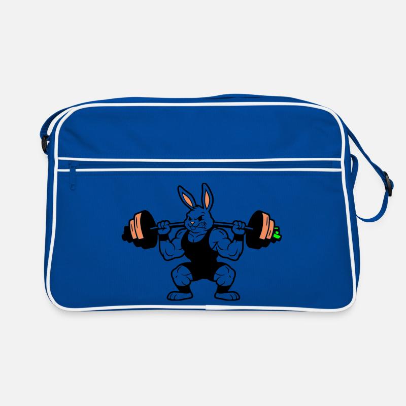 Haltère Carotte Lapin Musclé - Sac Retro - bleu/blanc