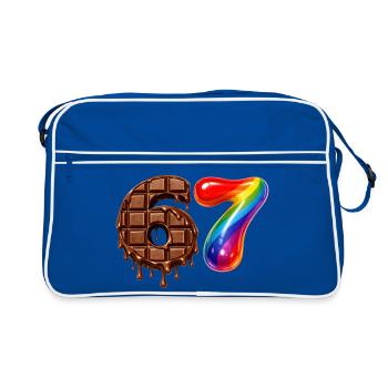 67 - 6 7 - Six Seven Meme - Chocolate - Retro Bag - blue/white - Front