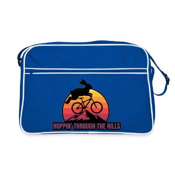 Sautant à travers les collines Vélo rétro Rabbit - Sac Retro - bleu/blanc - Devant