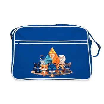 Cats in front of colorful crystal pyramids - Retro Bag - blue/white - Front