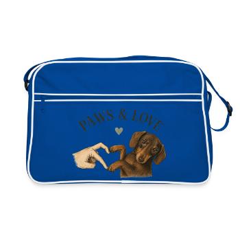 Pattes & Amour Cœur de Patte de teckel - Sac Retro - bleu/blanc - Devant