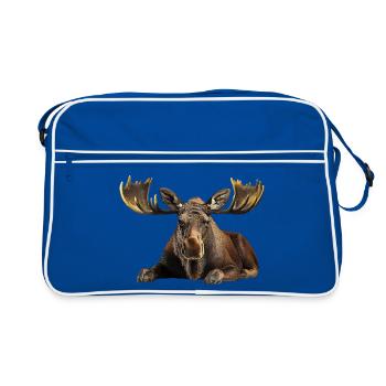 Elch Kuh - Retro Tasche - Blau/Weiß - Vorne