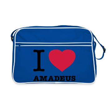 I LOVE AMADEUS - Retro Tasche - Blau/Weiß - Vorne