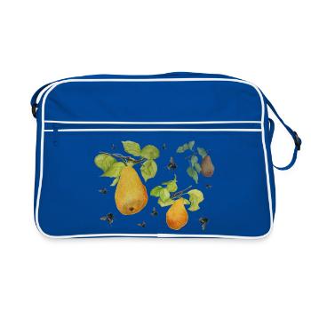 Pears and bumblebees - Retro Bag - blue/white - Front