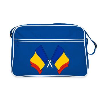 Zwei Flaggen Flagge Rumäniens, Flagge horizontal m - Retro Tasche - Blau/Weiß - Vorne