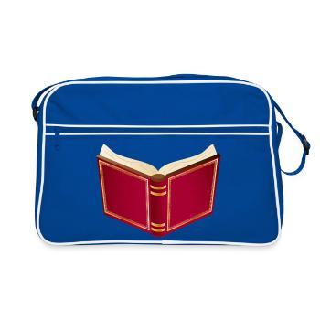 offenes rotes Buch für Santa Claus und Weihnachten - Retro Tasche - Blau/Weiß - Vorne