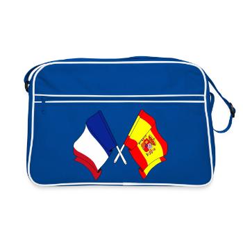 Deux drapeaux croisés de la France et drapeau de l’Espagne - Sac Retro - bleu/blanc - Devant