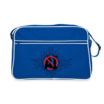 Arrêtez, n’utilisez pas l’intelligence artificielle, l’IA. - Sac Retro - bleu/blanc - Devant