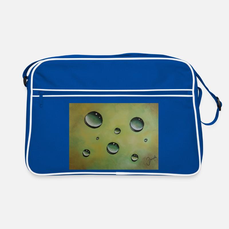 Abstrakte Wassertröpfchen auf Grüngelb Retro Tasche