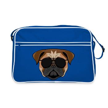 Bulldog in sunglasses - Retro Tasche - Blau/Weiß - Vorne