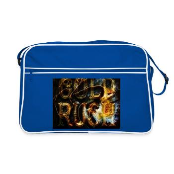 Gouden Gevaarlijk Logo met Vlammen - Retro Bag - blue/white - Front