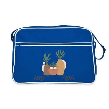 Vase Plants Collage - Retro Bag - blue/white - Front