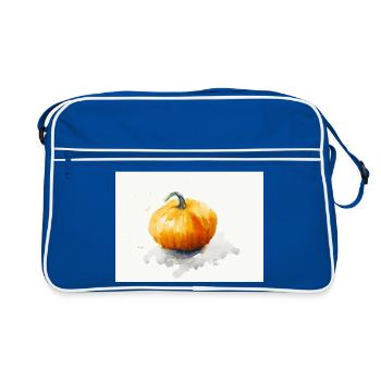 Citrouille lanterne Jack’o - Peinture à l’aquarelle peinte à la main - Sac Retro - bleu/blanc - Devant
