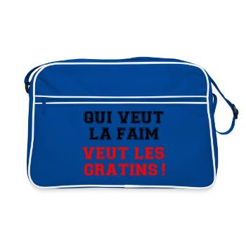 Qui veut la faim veut le gratin. - Sac Retro - bleu/blanc - Devant