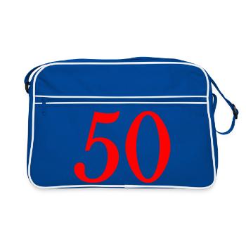 50. 50 YEARS. 50th ANNIVERSARY. 50 YEARS ANNIVERSARY. - Retro Bag - blue/white - Front