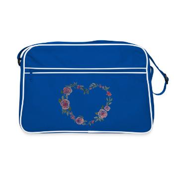 Cœur floral  - Sac Retro - bleu/blanc - Devant