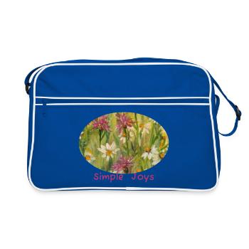 Simple Joys - Wildflower Daisy Meadow Ellipse - Retro Bag - blue/white - Front