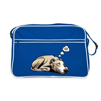 Whippet Greyhound Whippets Propriétaire de lévrier - Sac Retro - bleu/blanc - Devant