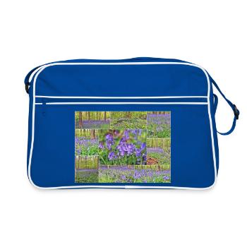 Purple Forest Wild Hyacinth Collage - Retro Bag - blue/white - Front