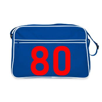 80. 80 ANS. 80e ANNIVERSAIRE. ANNIVERSAIRE 80 ANS. - Sac Retro - bleu/blanc - Devant