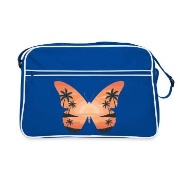 Sunset butterfly on the beach - Retro Bag - blue/white - Front