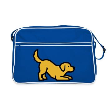 Playing Dog Golden Retriever Labrador Puppy - Retro Bag - blue/white - Front
