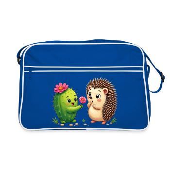 Ami Cactus & Hérisson : L’Amitié de la Fleur - Sac Retro - bleu/blanc - Devant