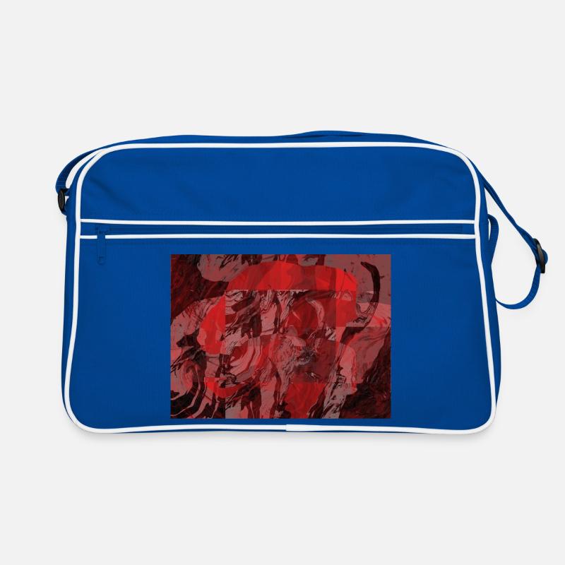 Red Marble Square Overlay - Retro Bag - blue/white