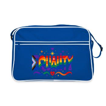Equality Rainbow Diversity Shirt Sticker Throw Pillow - Retro Bag - blue/white - Front