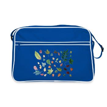 Blätter - Retro Tasche - Blau/Weiß - Vorne