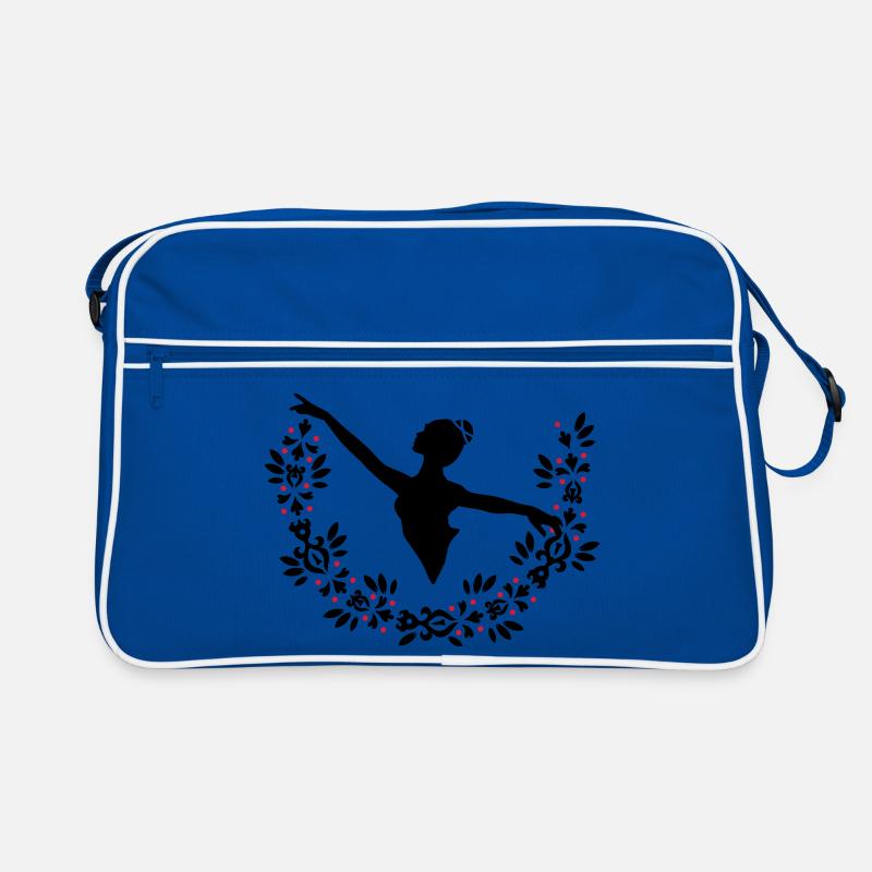 Eine Ballerina und ein Blätterkranz - Retro Tasche - Blau/Weiß