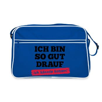 T-shirt énonciations "je suis de mauvaise humeur - - Sac Retro - bleu/blanc - Devant