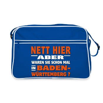 Nett hier - Aber waren Sie schon mal in Baden - Retro Tasche - Blau/Weiß - Vorne
