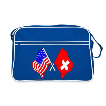 Drapeau des États-Unis et drapeau de la Suisse - Sac Retro - bleu/blanc - Devant