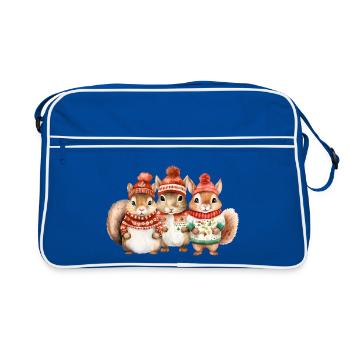 Trio d’écureuils d’hiver - Sac Retro - bleu/blanc - Devant